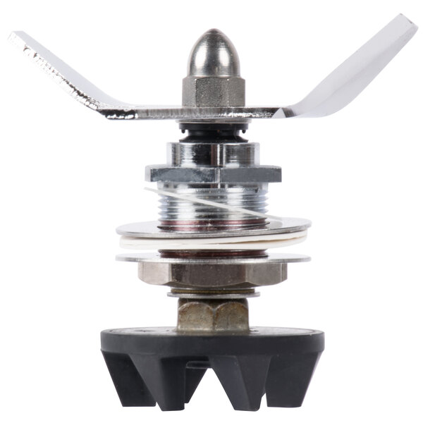 A close-up of a Waring blending assembly with a screw on top.