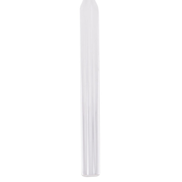 A clear plastic tube with a white cap containing Libbey Madison stainless steel cocktail forks.