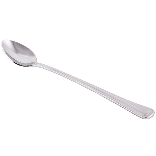 A Libbey stainless steel iced tea spoon with a silver handle.