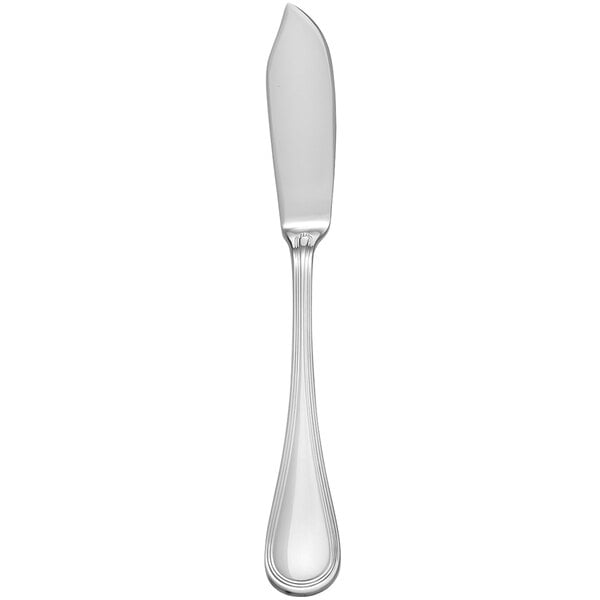 A Libbey stainless steel fish knife with a silver handle.