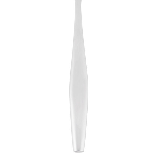 An 18/8 stainless steel iced tea spoon with a white handle.