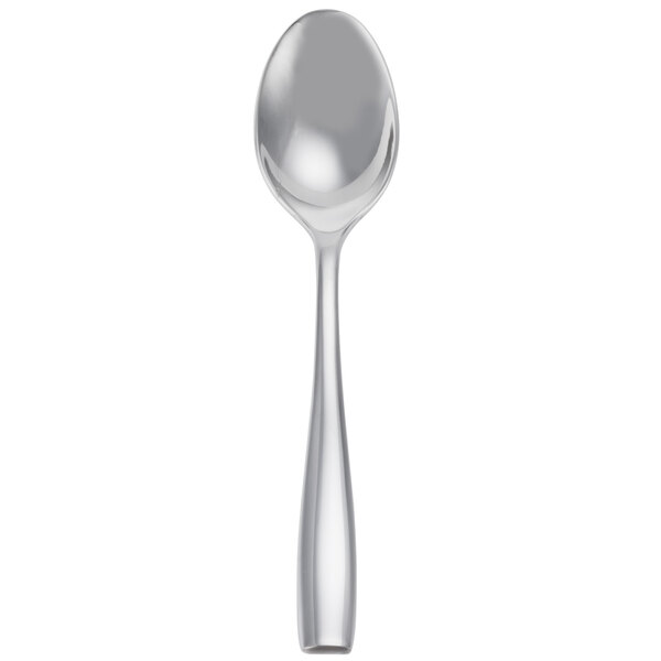 A silver Libbey stainless steel teaspoon.