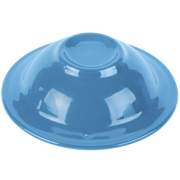 A close-up of a blue Libbey Cantina porcelain bowl with a grapefruit design.