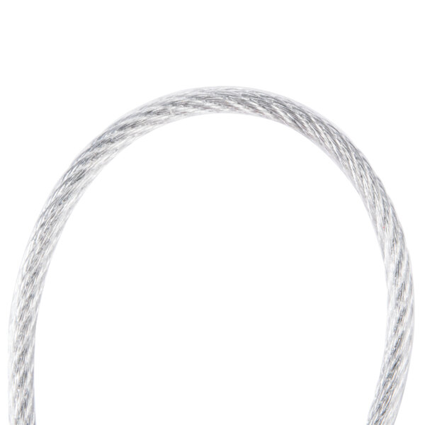 A silver security cable for a waste container.