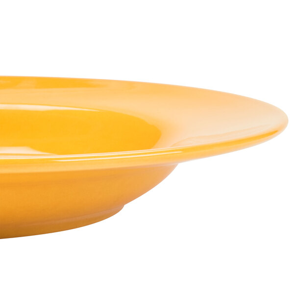 A yellow Libbey Cantina porcelain pasta bowl.