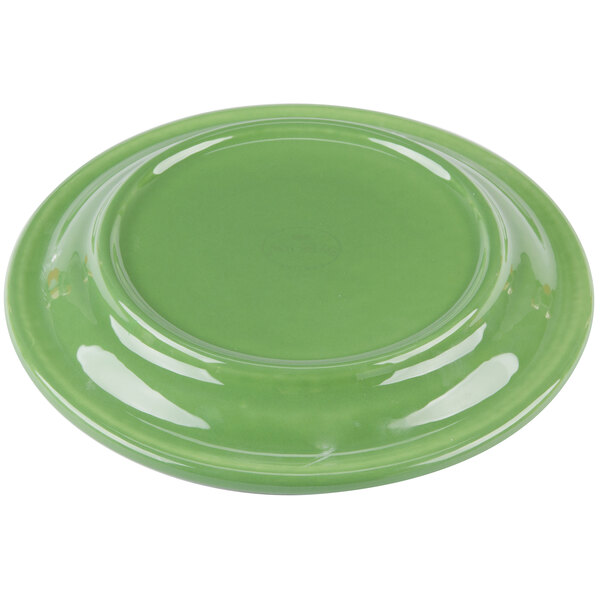 A green Libbey Cantina porcelain saucer with a round rim.