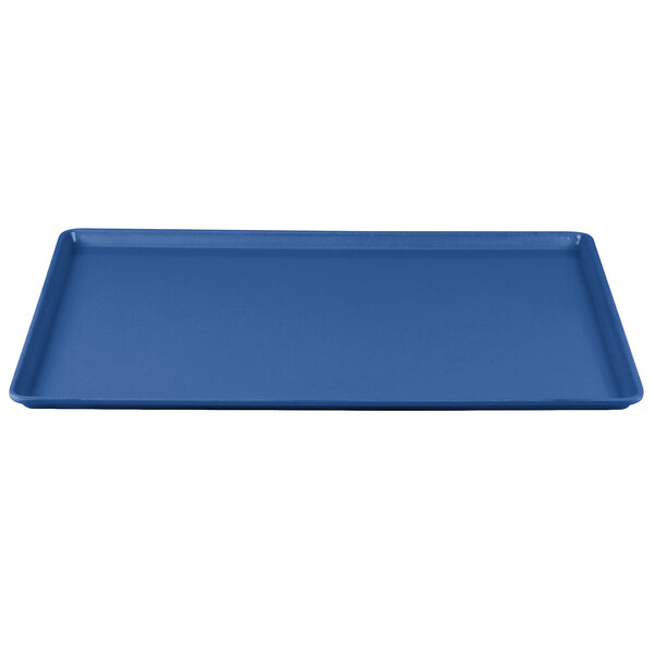 A blue rectangular Cambro dietary tray.