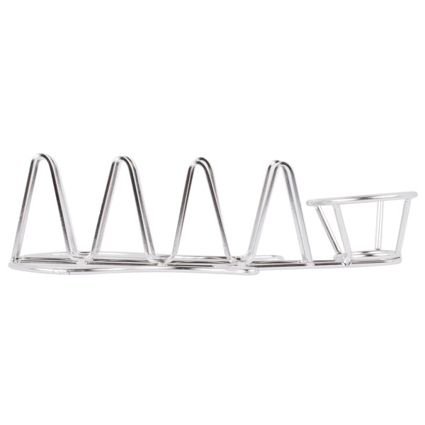 A stainless steel Clipper Mill Guitar Shaped Taco Holder.