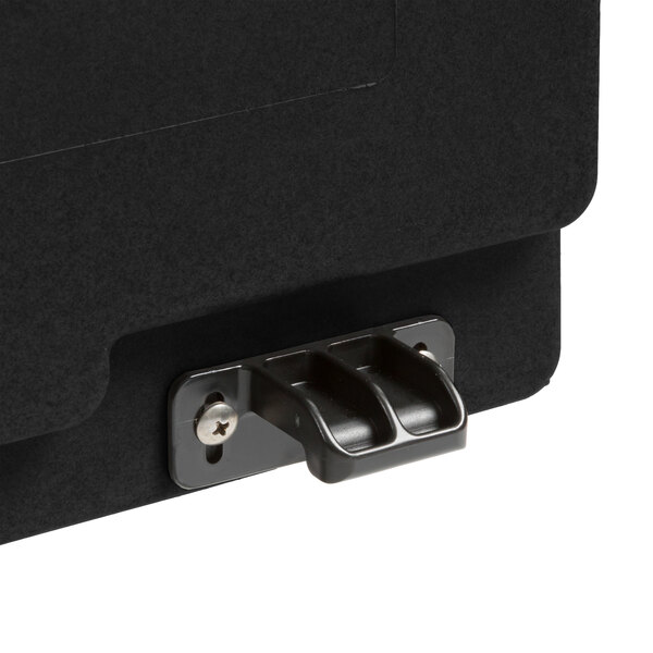 A black Cambro CamKiosk base with a black door and handle.