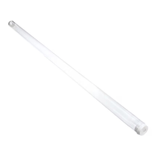 A clear, cylindrical tube with end caps, resembling a protective lamp shield.