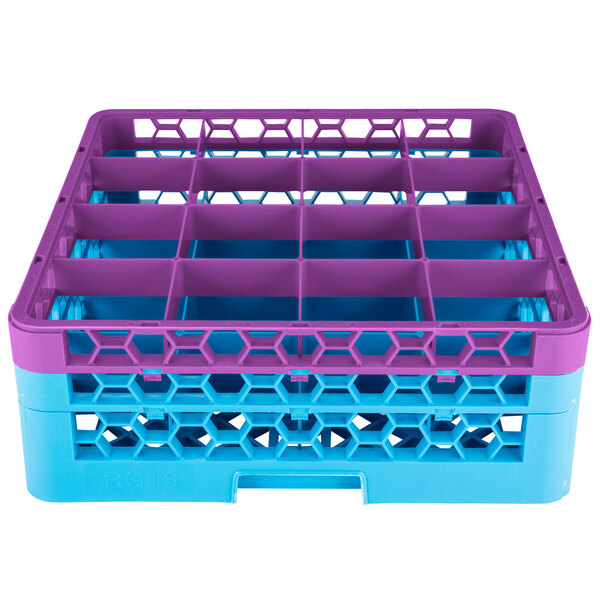 Lavender-Carlisle Blue Pack of 3 Carlisle RG16-2C414 OptiClean 16 Compartment Glass Rack with 2 Extenders 7.12