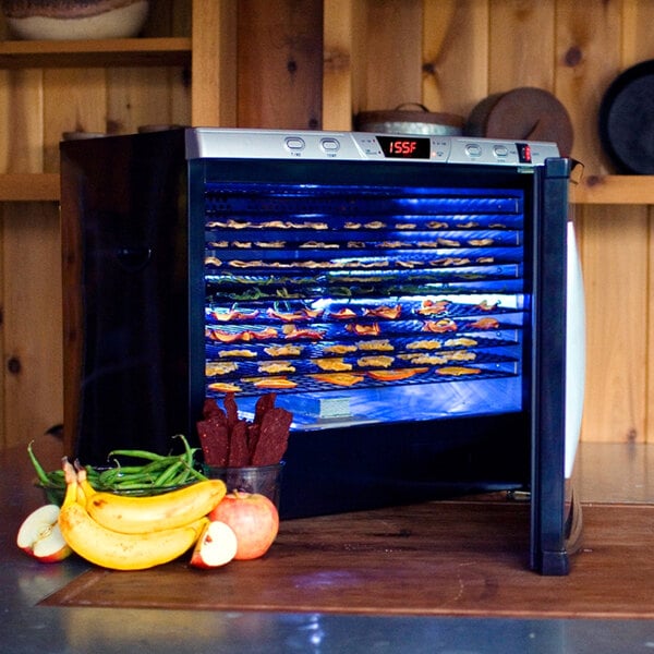 Food dehydrator in the process of dehydrating foods