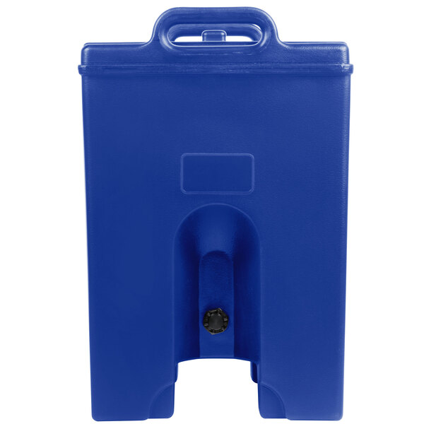 A navy blue plastic container with a black handle.