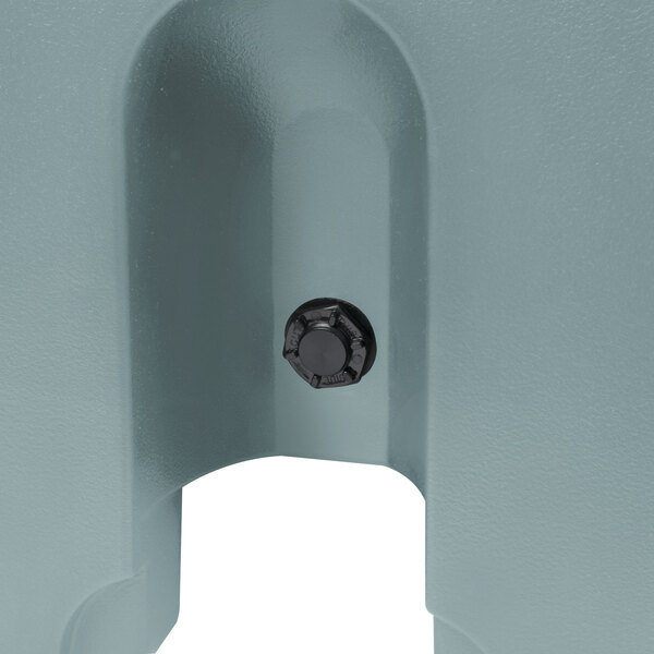 A close-up of a grey Cambro insulated soup carrier.