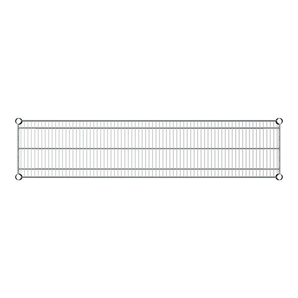 A rectangular metal wire shelf.