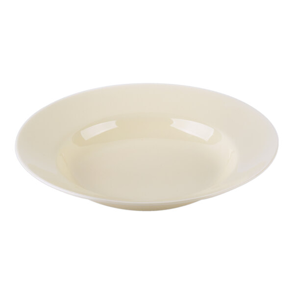 A cream-colored porcelain rim soup bowl.