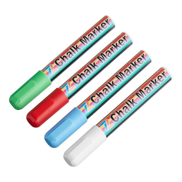 A natural oak wood A-frame sidewalk sign with white background and three chalk markers with different colors.