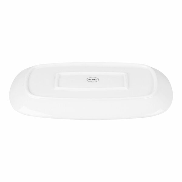 Libbey BW-6712 Chef's Selection II 12 1/2" x 8 1/4" Ultra Bright White Porcelain Coupe Platter - 12/Case