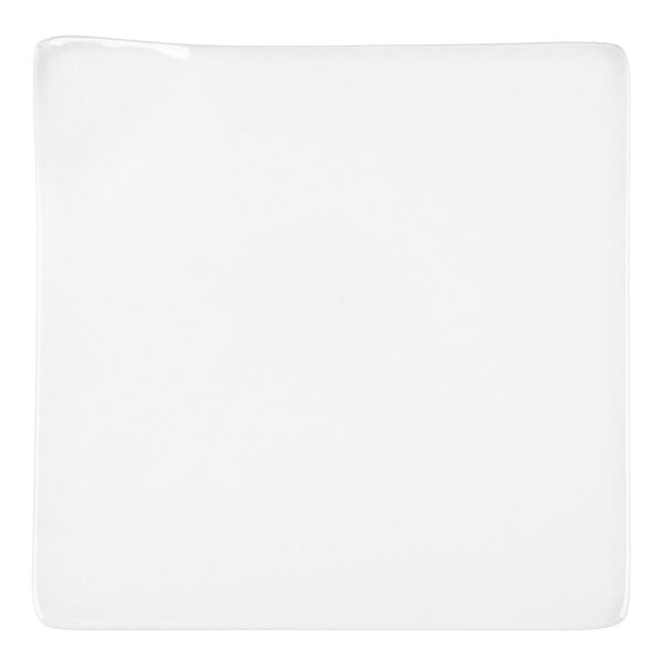 A small, square, ultra bright white porcelain plate.