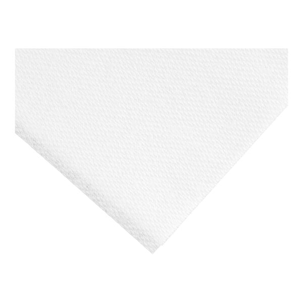 A white, textured, folded paper towel displayed against a plain background.