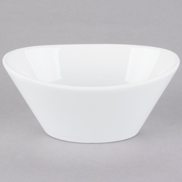 A Libbey white porcelain Neptune bowl with a small rim.