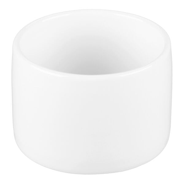 A small, round, white porcelain bowl.