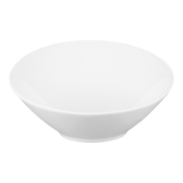 A white porcelain bowl with a simple, smooth design.