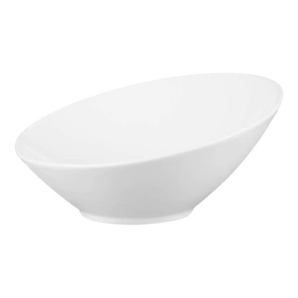 A white porcelain bowl with a modern, angled design.
