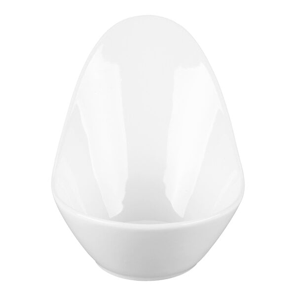A white porcelain bowl with a modern, high-sided design.