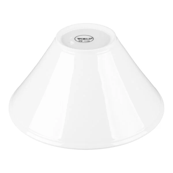 A white porcelain bowl with a wide, conical shape.