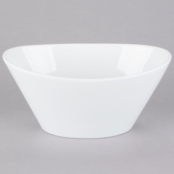 A Libbey Neptune bowl in white porcelain on a white background.