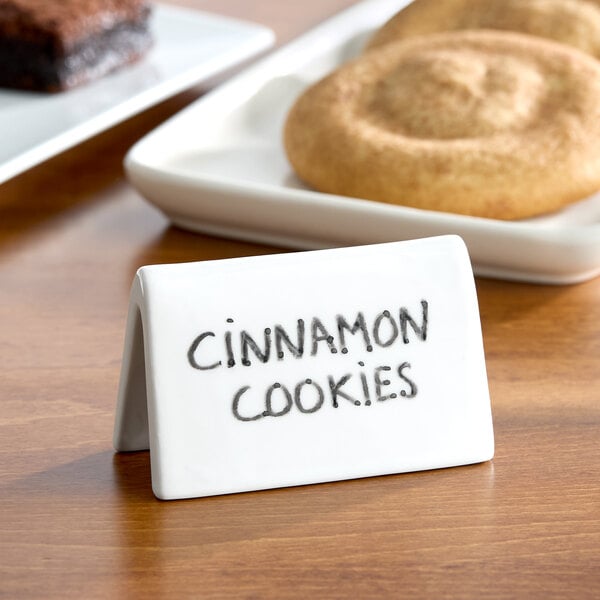 Acopa 3 1/2" x 2" Double Sided Ceramic Dry Erase Table Tent Sign