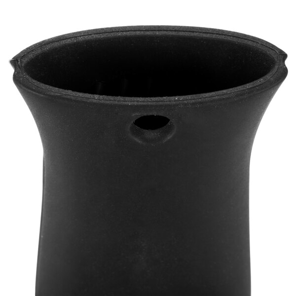 A black silicone handle holder with a hole in the bottom.