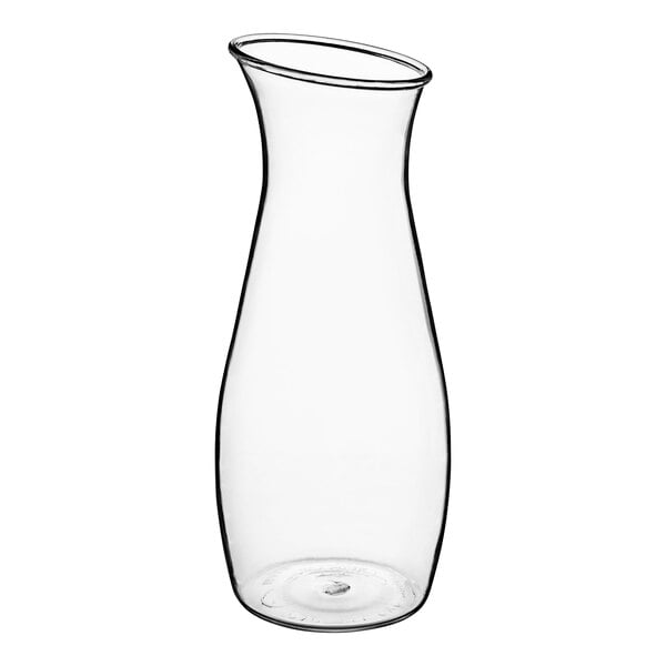 A clear polycarbonate carafe with a black cap.