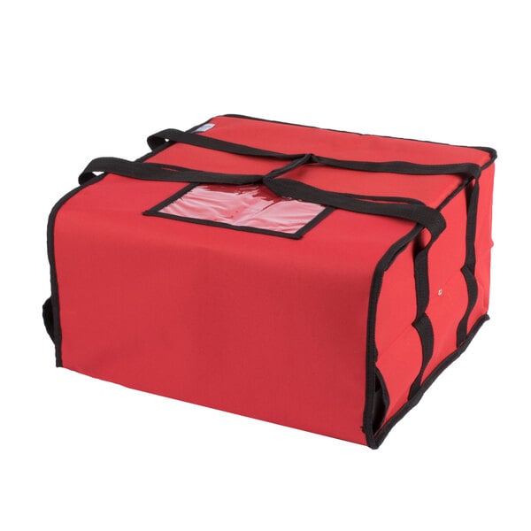 Choice Insulated Pizza Delivery Bag, Red Nylon, 16&quot; x 16&quot; x 8&quot; - Holds Up To (4) 12&quot; or 14 ...