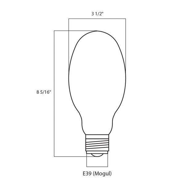 A diagram of a Satco metal halide light bulb.