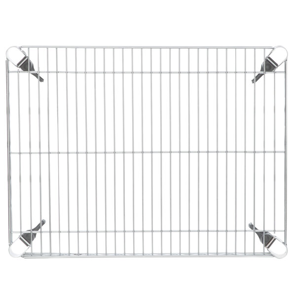 A Metro Super Erecta wire shelf with metal bars on it.