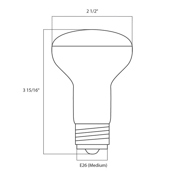 A diagram of a Satco R20 LED flood light bulb.