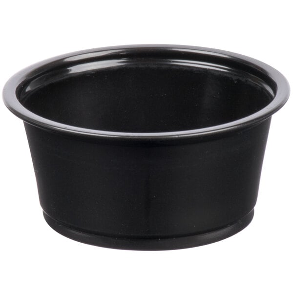 Choice 2 oz. Black Plastic Souffle Cup / Portion Cup
