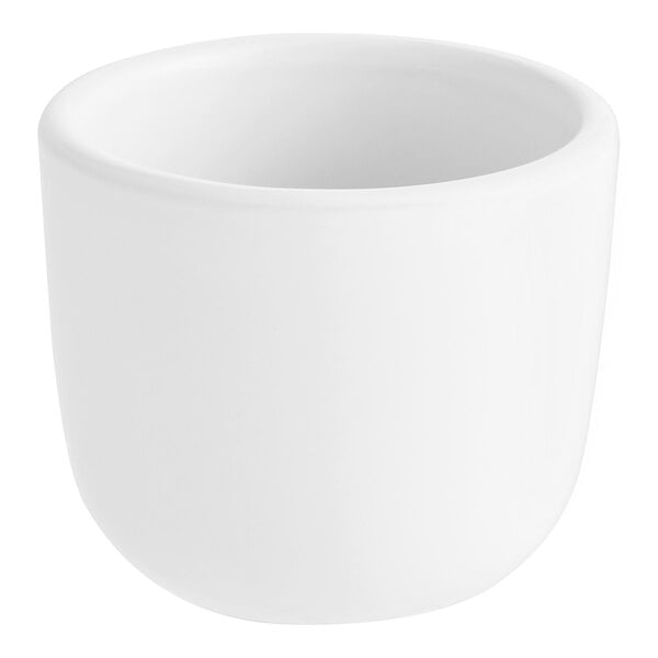 An Acopa bright white stoneware tea cup on a white background.