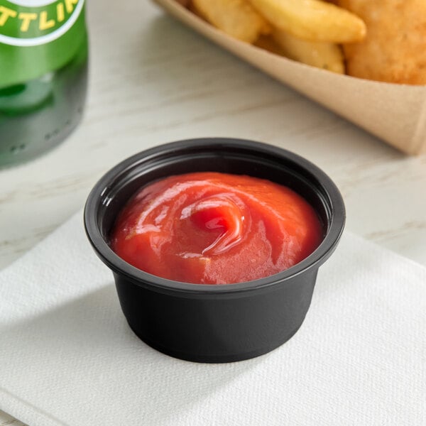 Choice 2 oz. Black Plastic Souffle Cup / Portion Cup - 100/Pack