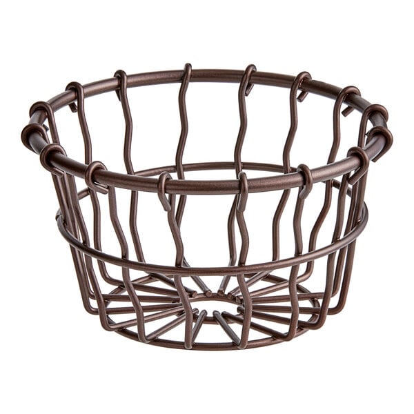 An American Metalcraft bronze wire basket with a handle.