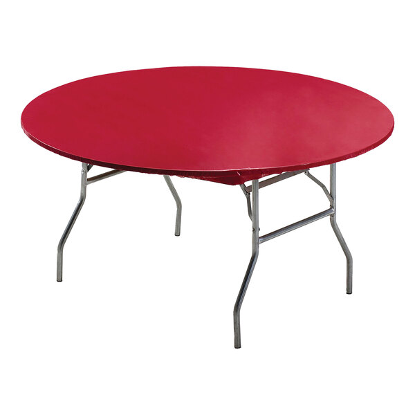 Creative Converting 37227 Stay Put Real Red 60" Round Plastic Tablecloth with Elastic