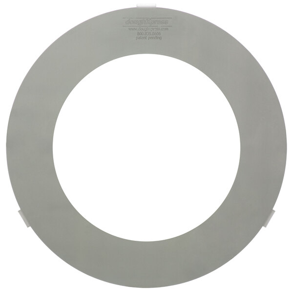 A grey circular plate with a white circle and a black border.