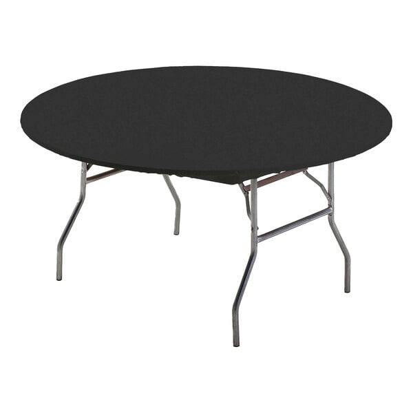 Creative Converting 703000 Stay Put Black 60" Round Plastic Tablecloth with Elastic
