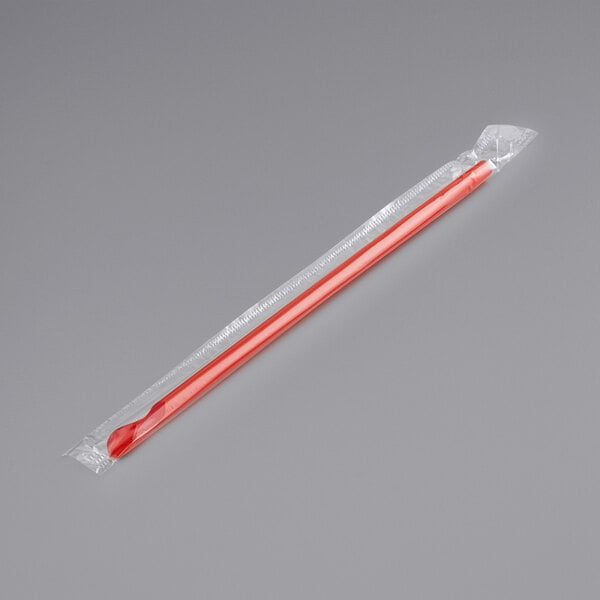 Choice 12 Jumbo Translucent Wrapped Straw - 500 per Box