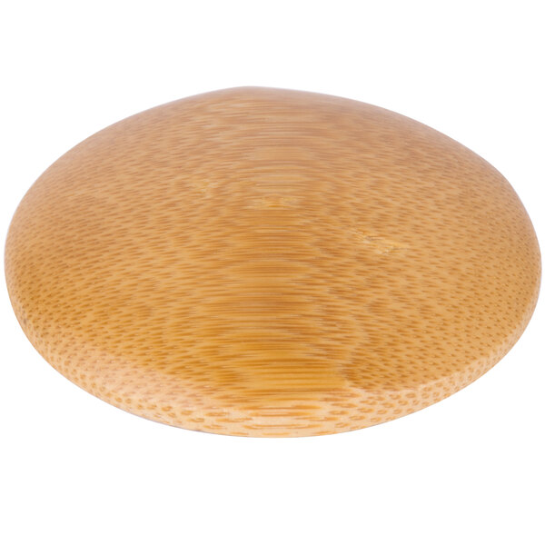 A Tablecraft bamboo round dish with a lid.