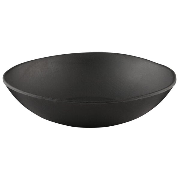 An Elite Global Solutions black melamine bowl on a white background.