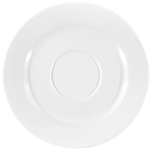 A white plate with a circle in the middle.