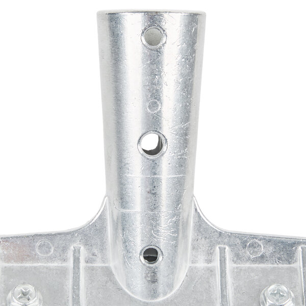 An Unger AquaDozer floor squeegee metal bracket with two holes.
